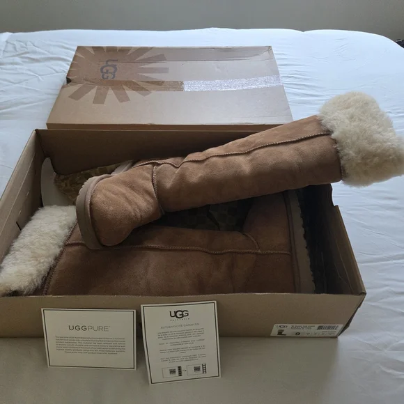 UGG Tan and Cream Over the Knee Boots - Picture 4 of 10